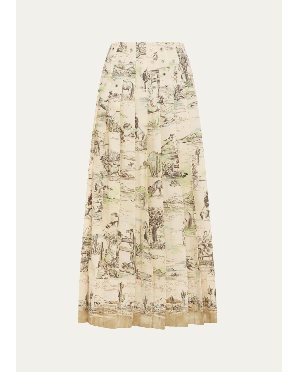 Alemais Scout Pleated Midi Skirt In Neutral