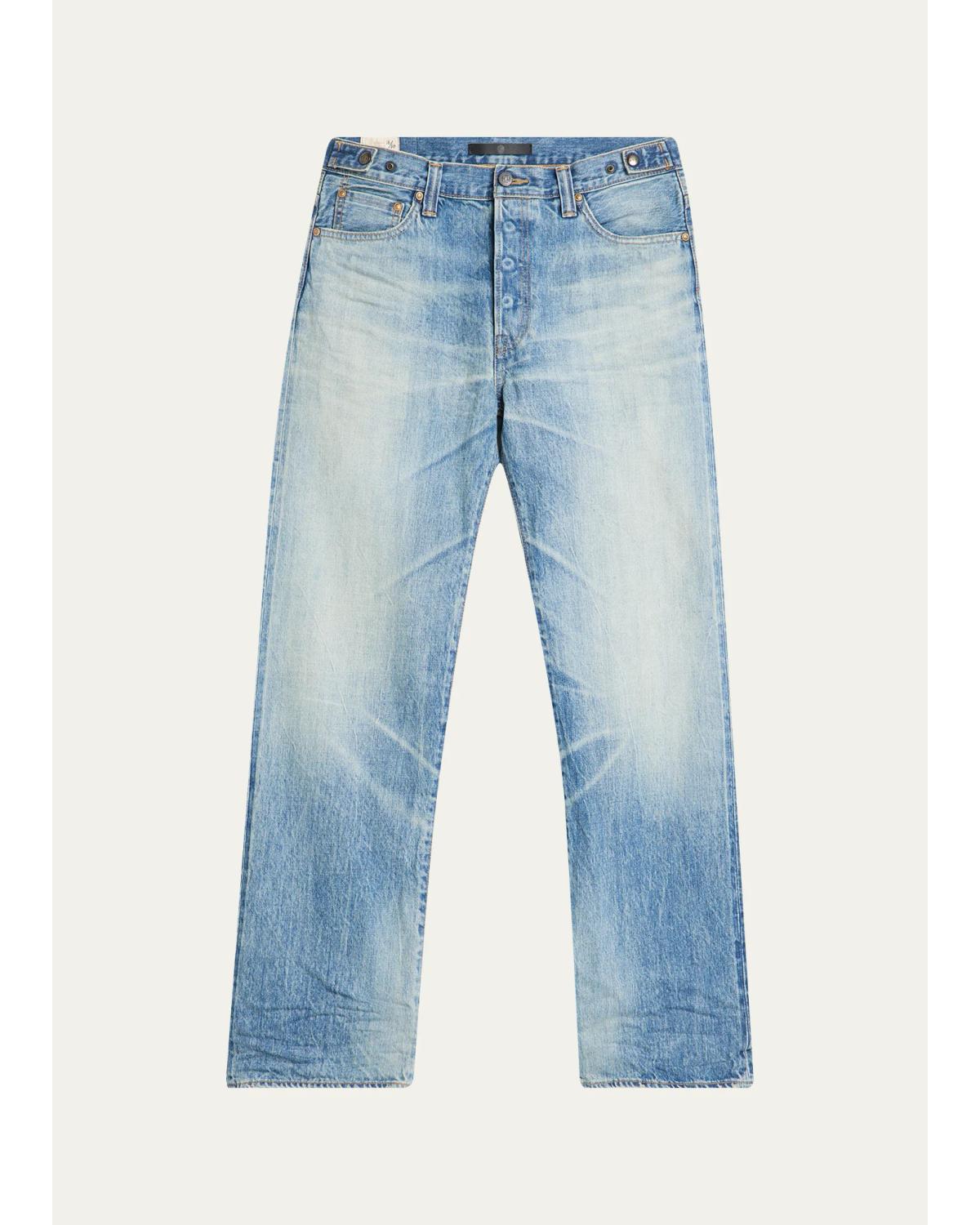 Men'S Straight-Leg Washed Denim Jeans