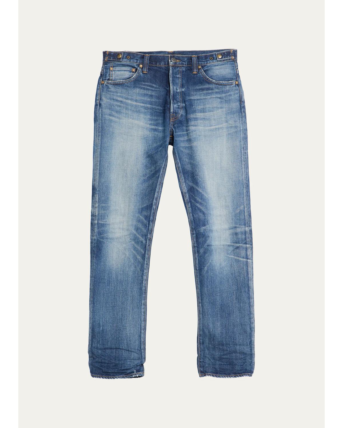 Men'S Straight-Leg Faded Denim Jeans