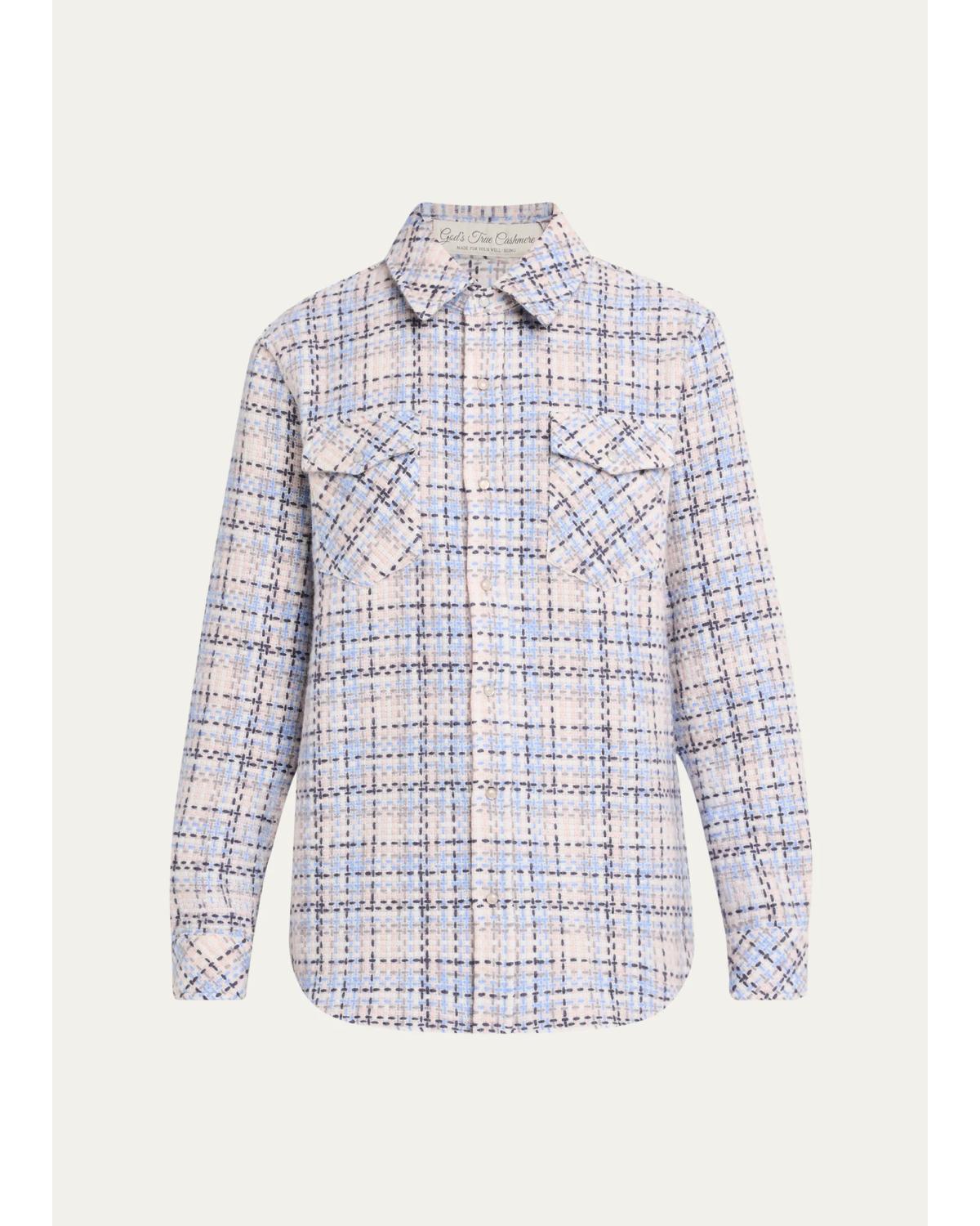 Rosewood Waffle Cashmere Button-Down Shirt
