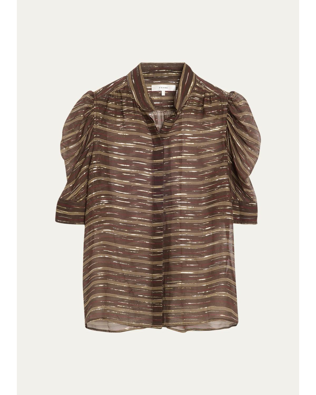 The Gillian Striped Silk-Blend Top