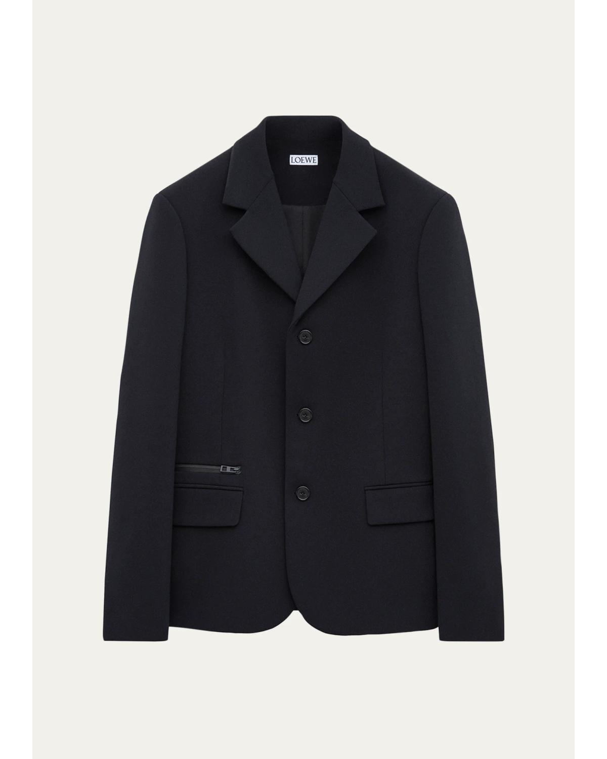 Men'S Zip-Pocket Single-Breasted Sport Jacket