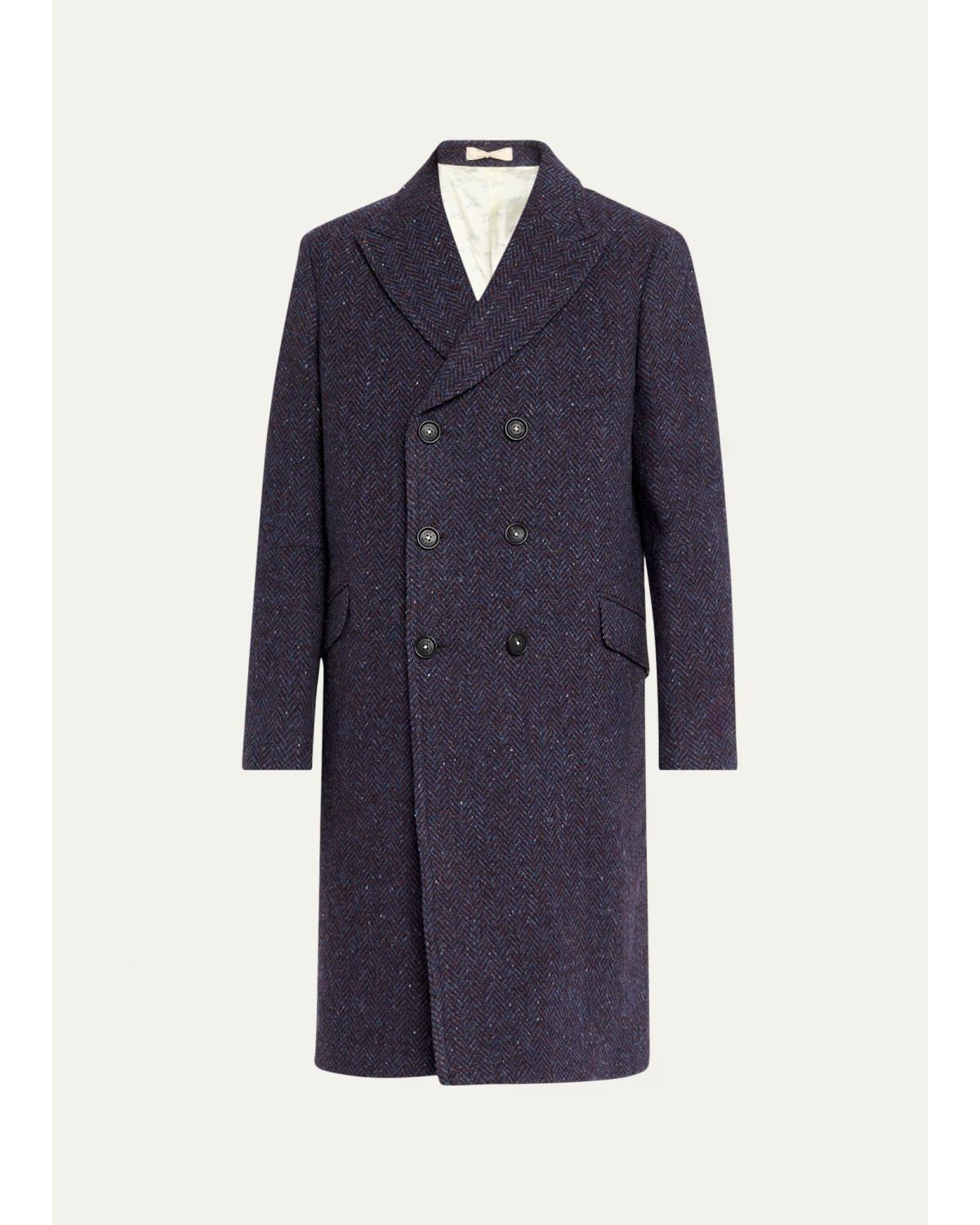 Men'S Oltremare Wool Double-Breasted Overcoat