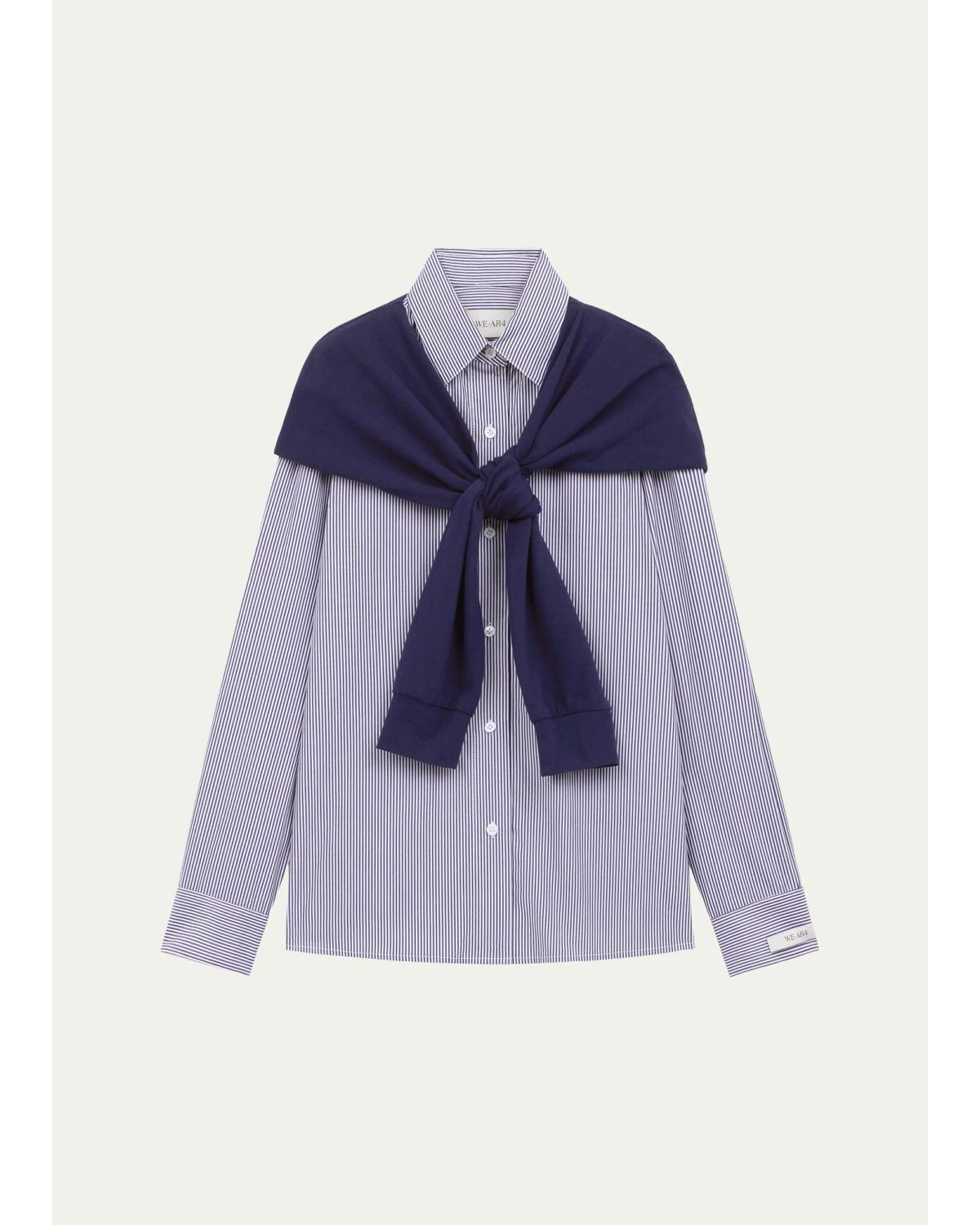 The Sloane Striped Poplin & Pique Shirt