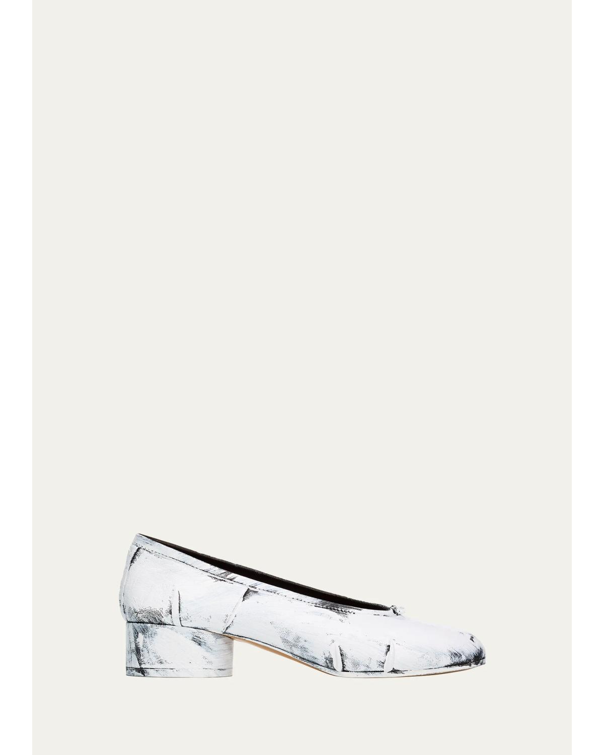 35Mm Tabi Painted Leather Ballerina Pumps