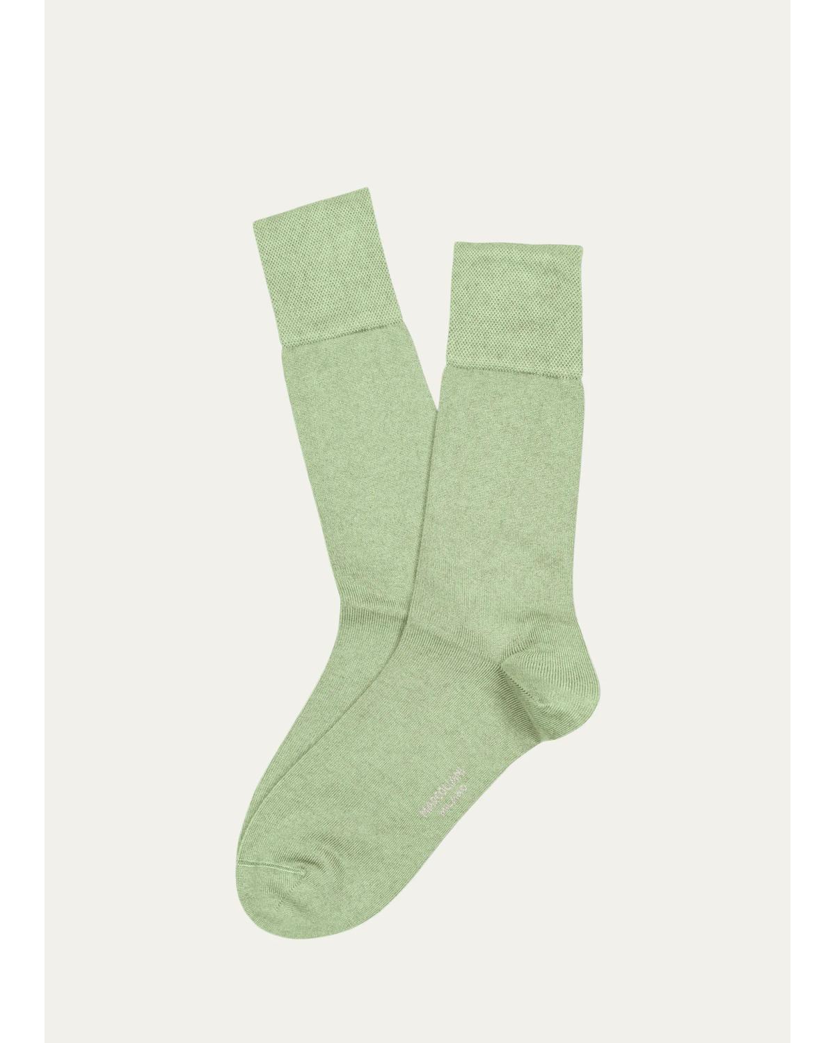 Marcoliani Men's Solid Crew Socks In Brown