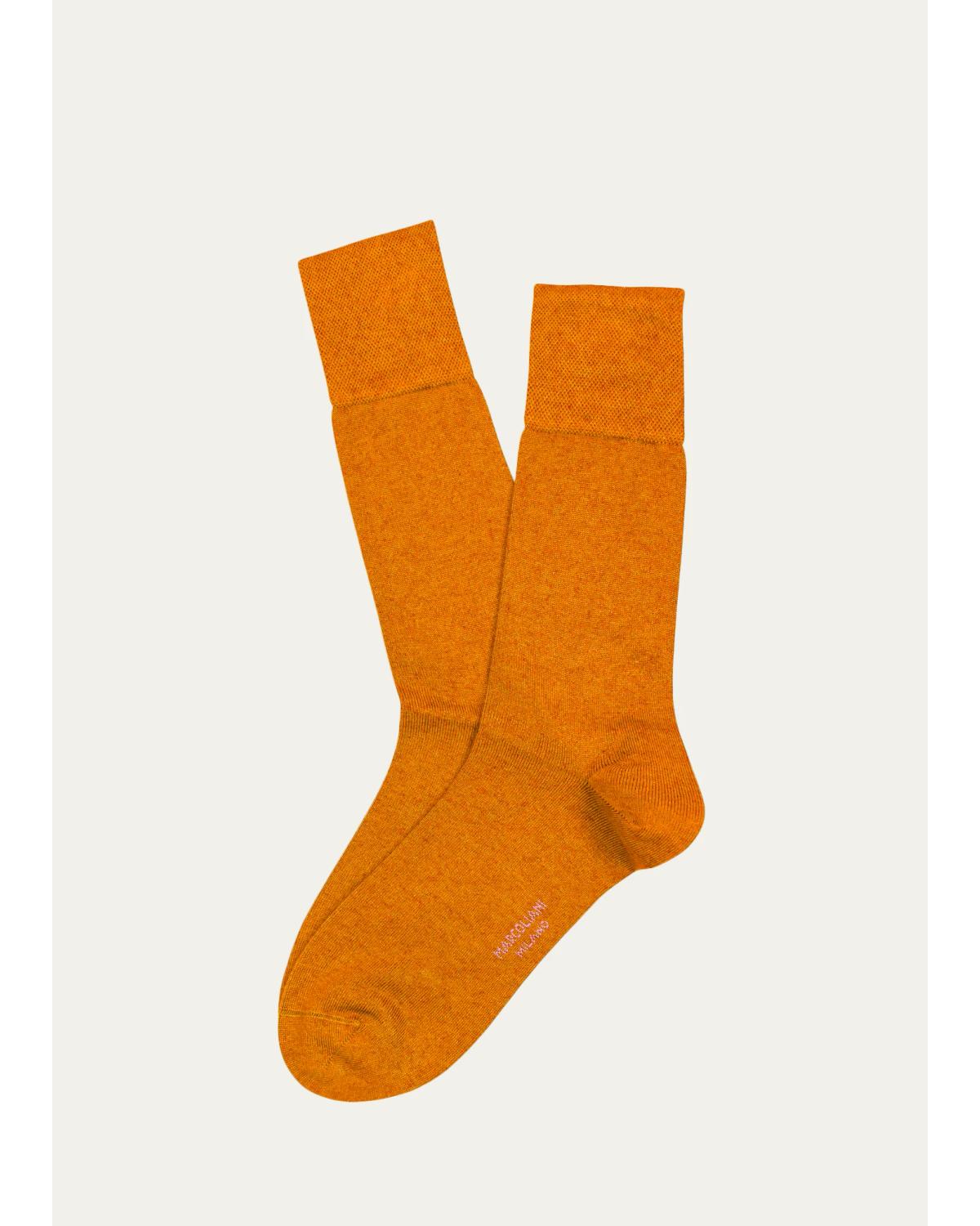 Marcoliani Men's Solid Crew Socks In Blue Multi