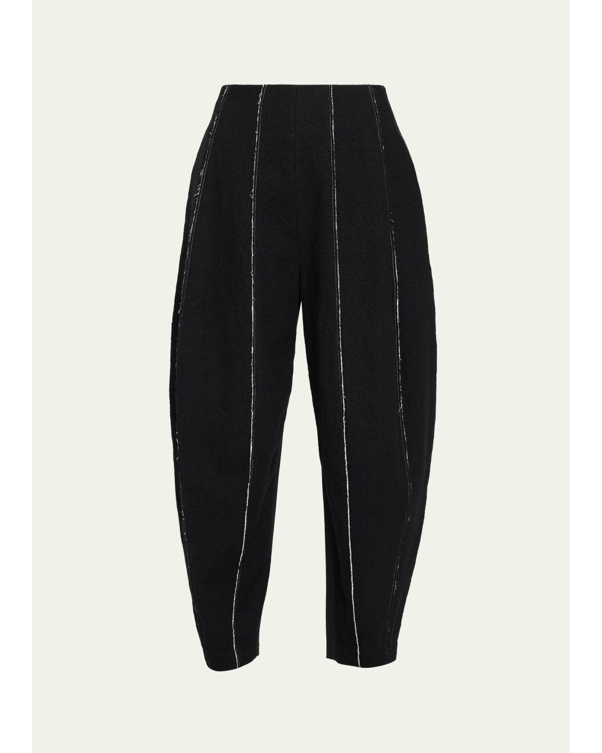 Ashlyn Boiled Wool Paneled Barrel-leg Ankle Pants In Multi