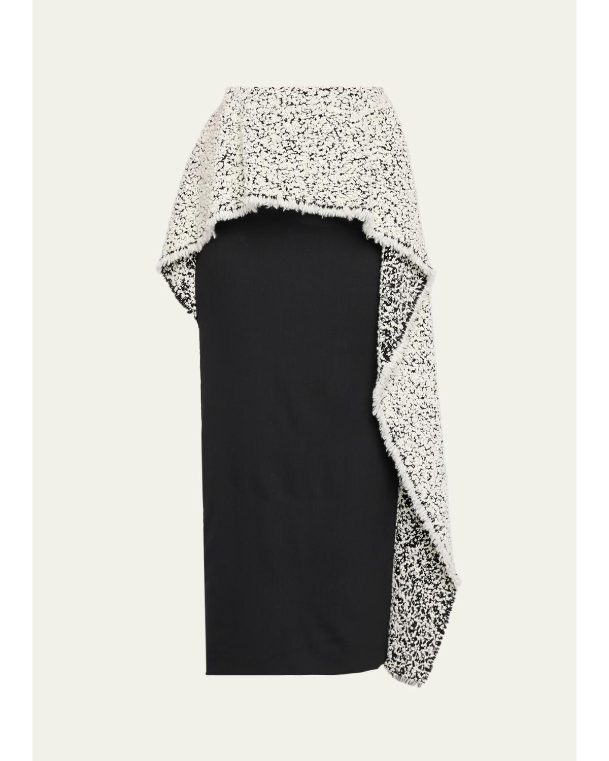 Snowy Boucle Asymmetric Peplum Midi