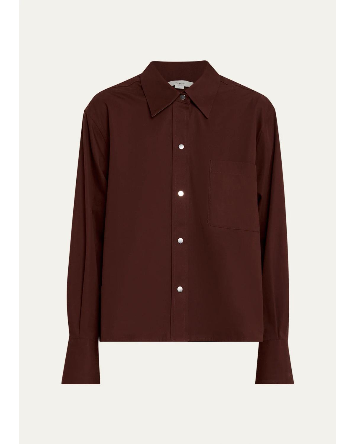Cotton Metal-Snap Long-Sleeve Shirt