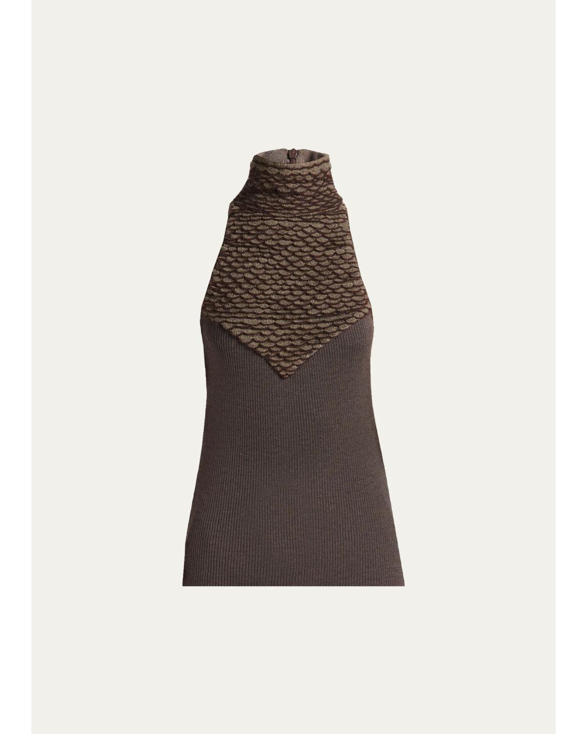 Turtleneck Scalloped Halter Top