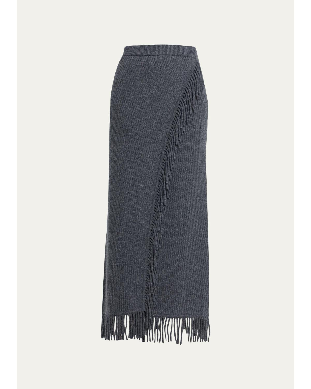 Casey Ribbed Fringe-Trim Midi