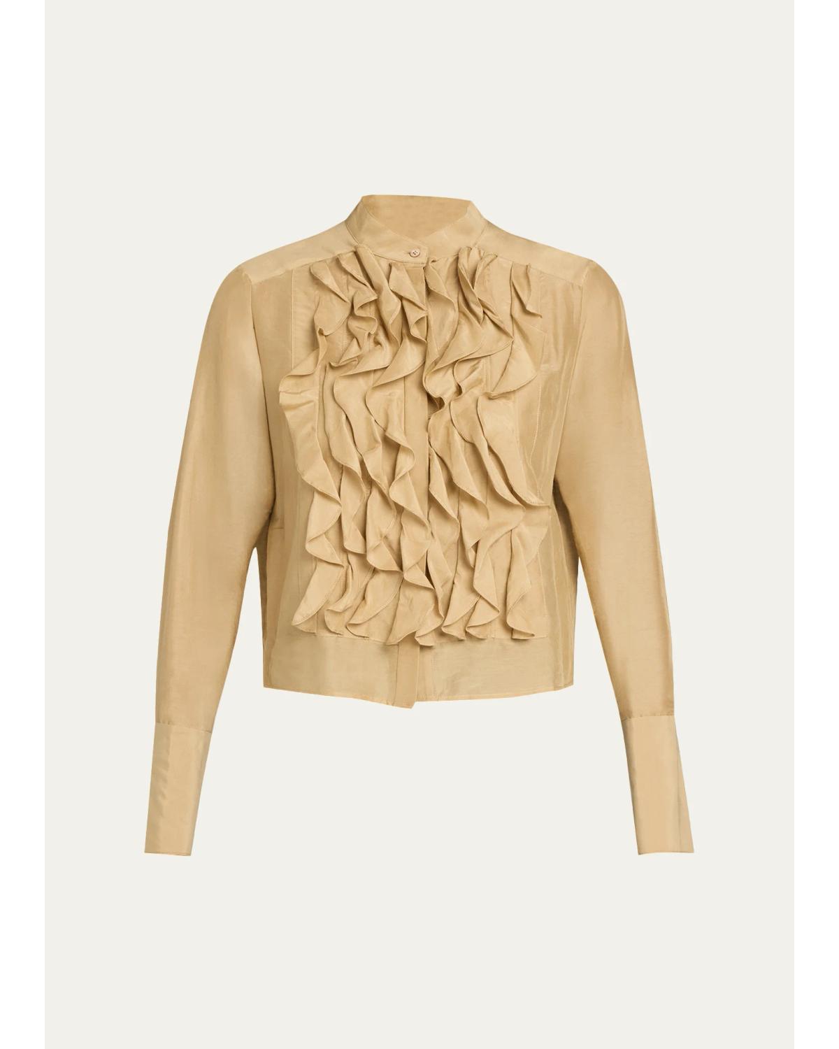 Patti Ruffle Cotton-Silk Blouse