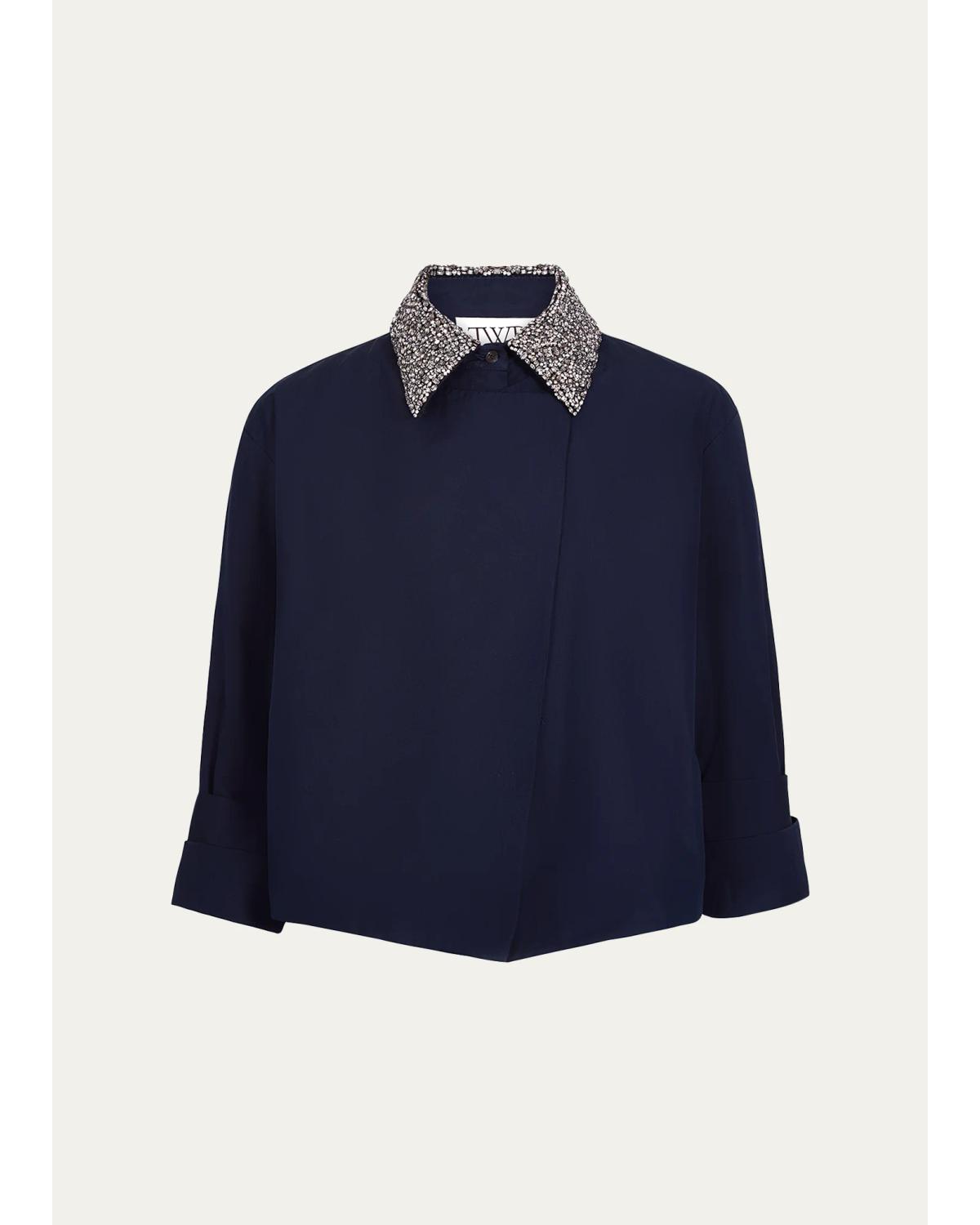 New Chapter Crystal-Collar Cotton Shirt