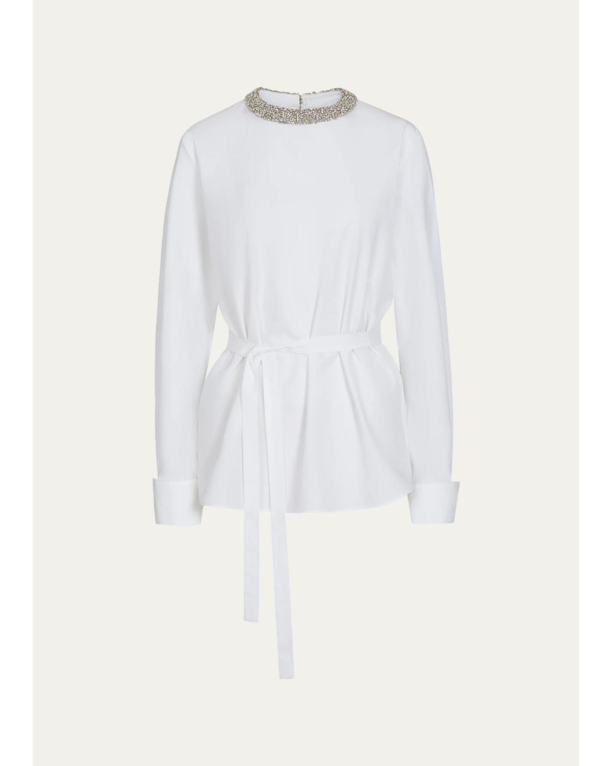 Crystal-Embellished Tie-Waist Top