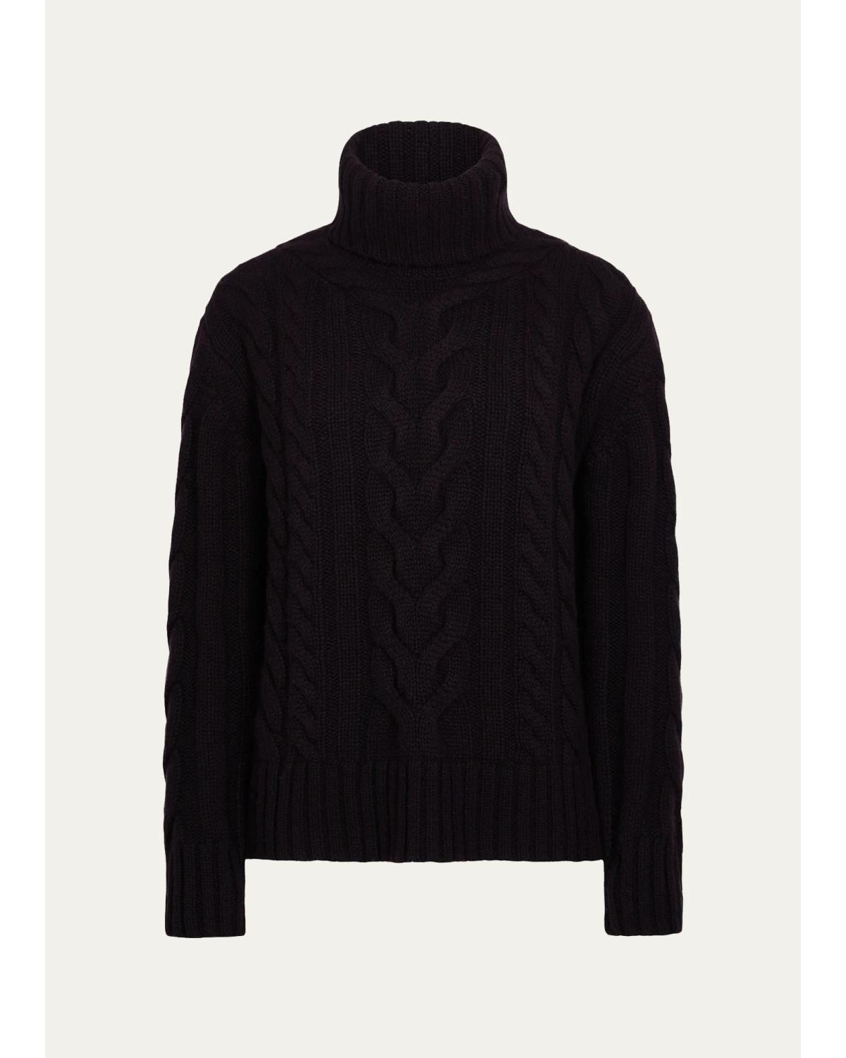 Cashmere Turtleneck Cable-Knit Sweater