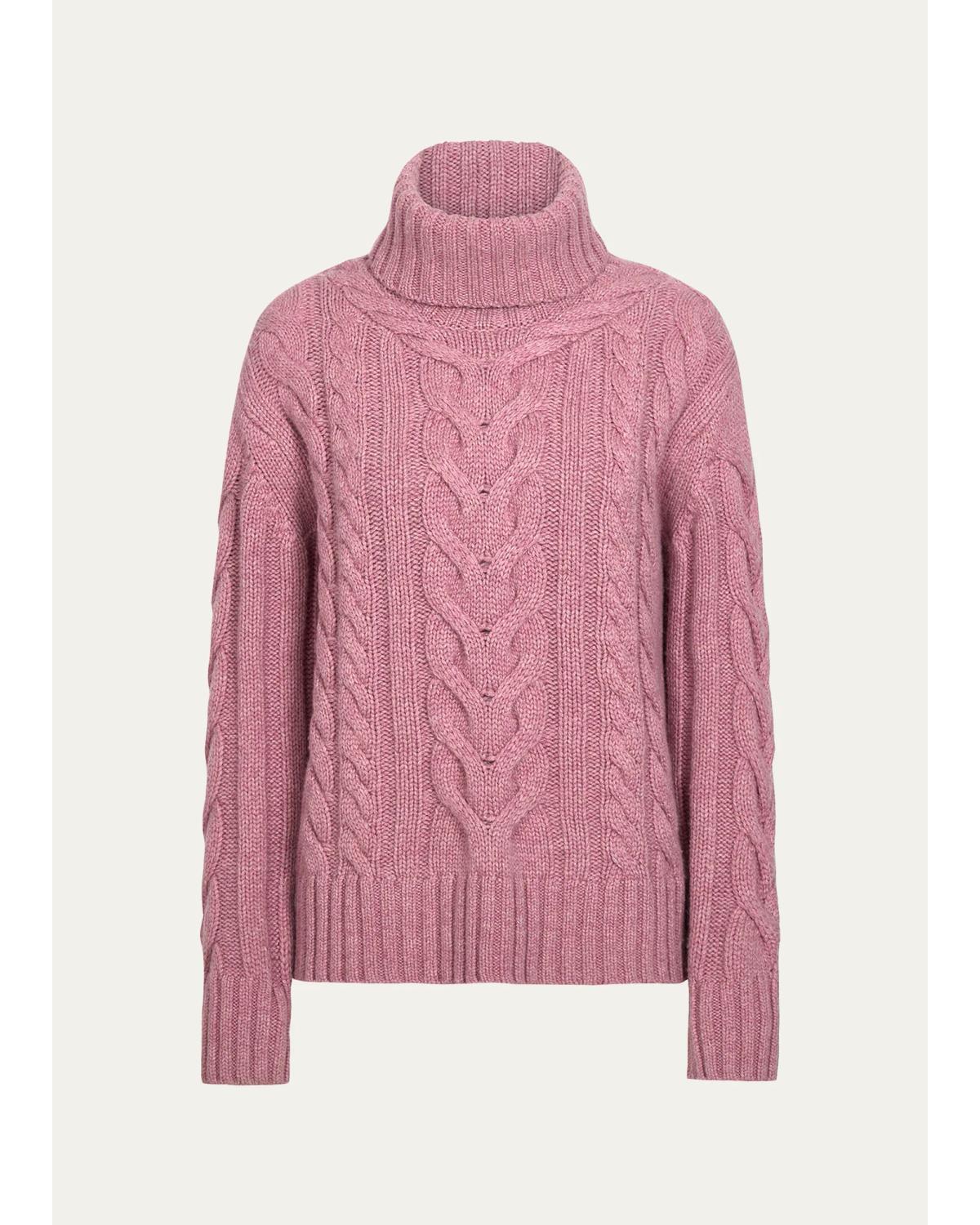 Cashmere Turtleneck Cable-Knit Sweater