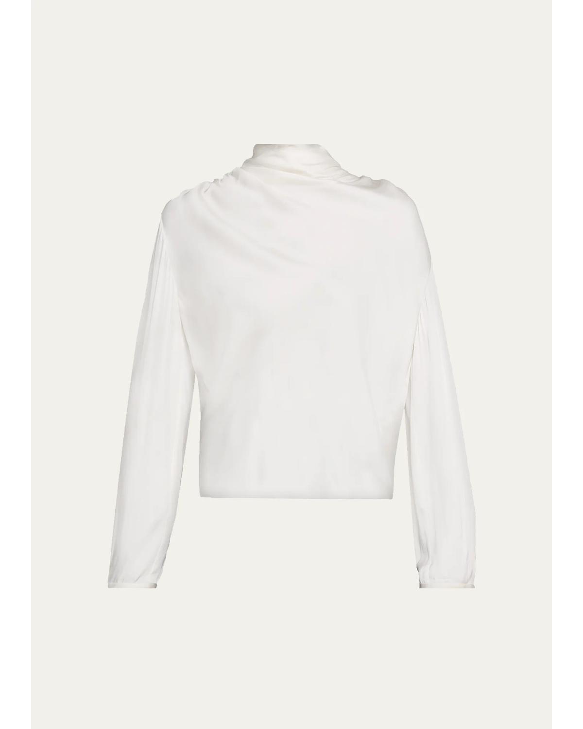 Draped Cowl-Neck Blouse