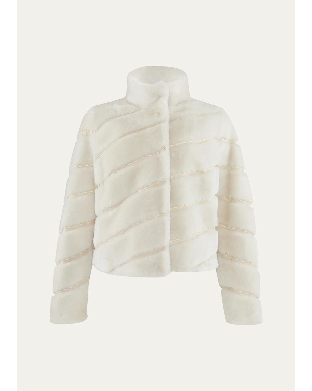 Diagonal Topstitched Merino Shearling Coat