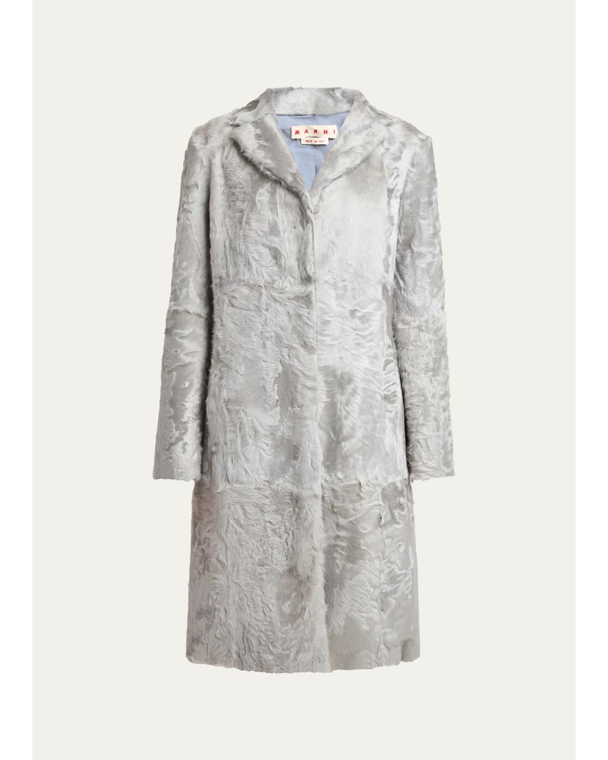 Single-Breasted Lamb Shearling Knee-Length Coat