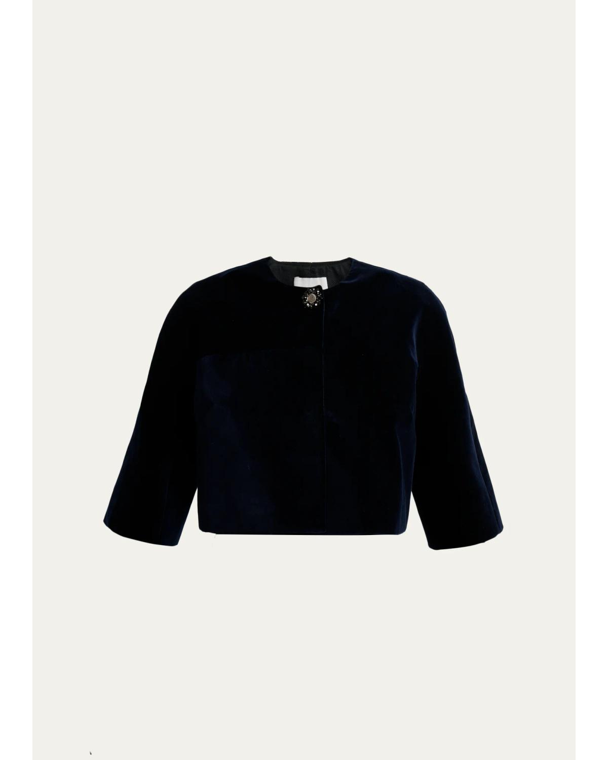Velvet Elbow-Sleeve Bolero Jacket