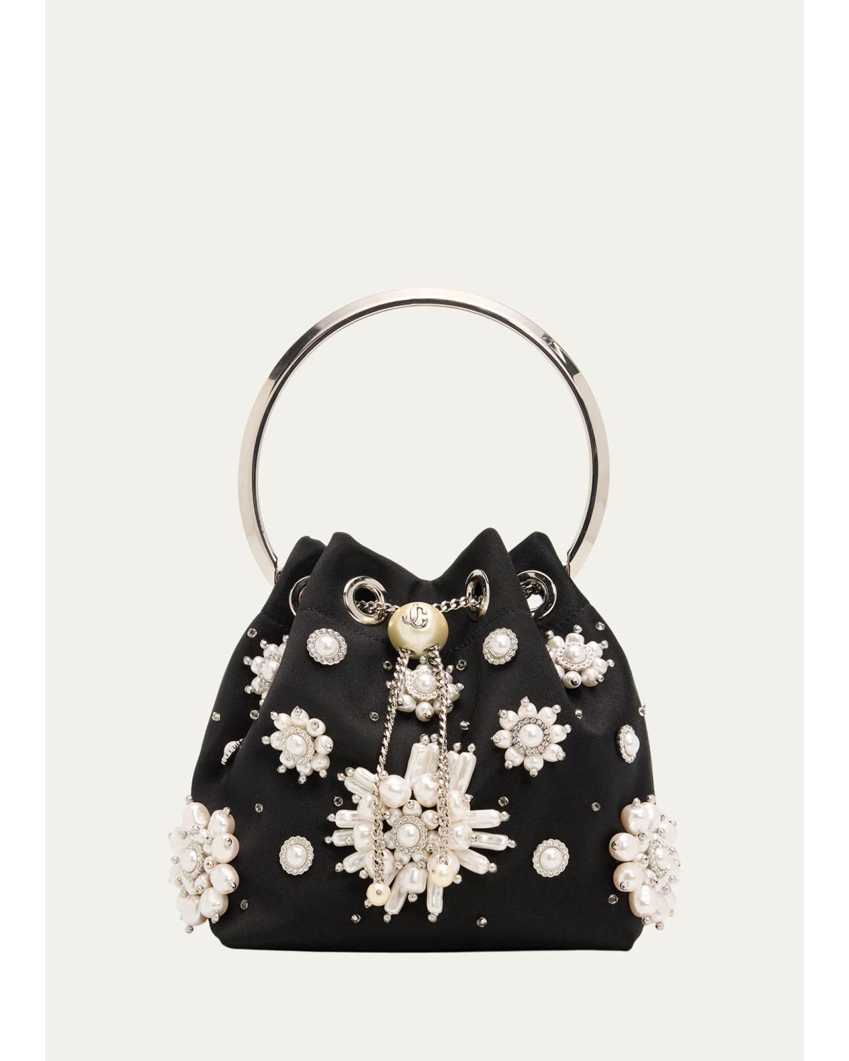 Jimmy Choo Bon Bon Pearly Satin Bucket Bag