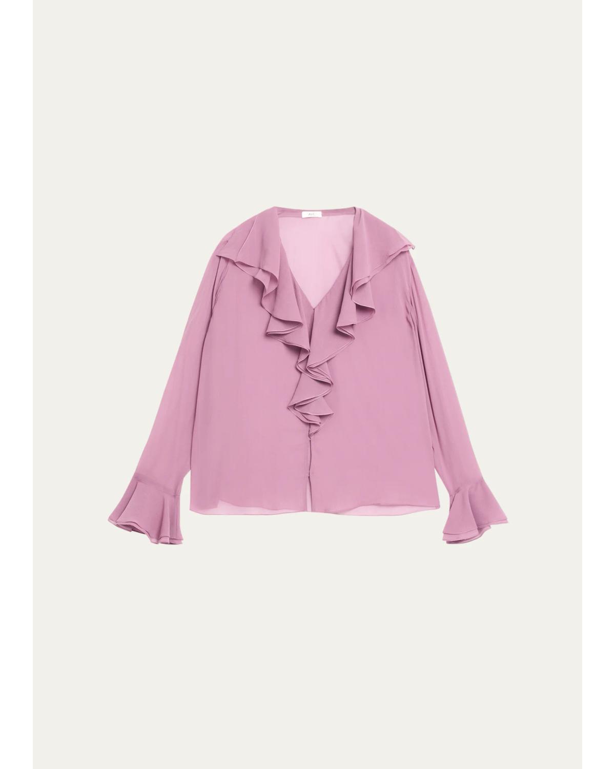 Colette Silk Ruffle-Trim Top