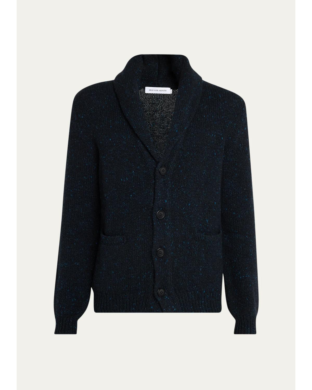 Men's Melange Knit Wool & Cashmere Cardigan