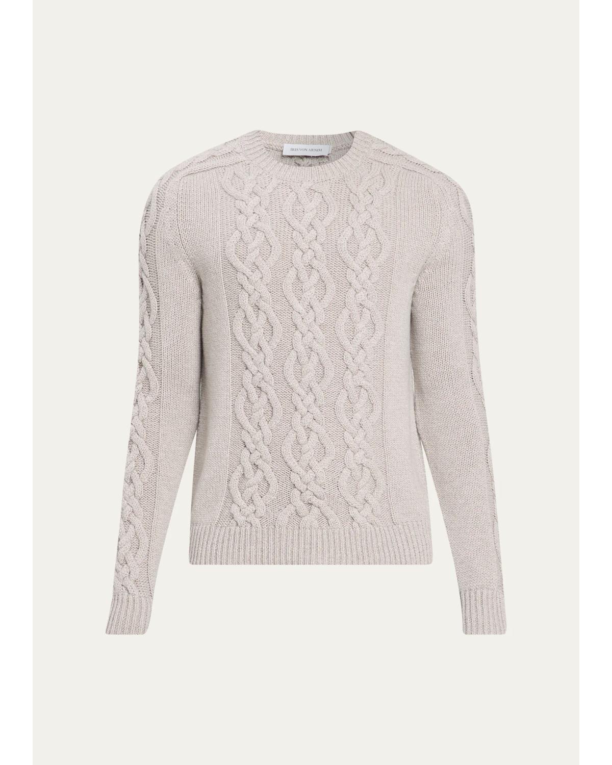 Men'S Cashmere Cable Crewneck Sweater