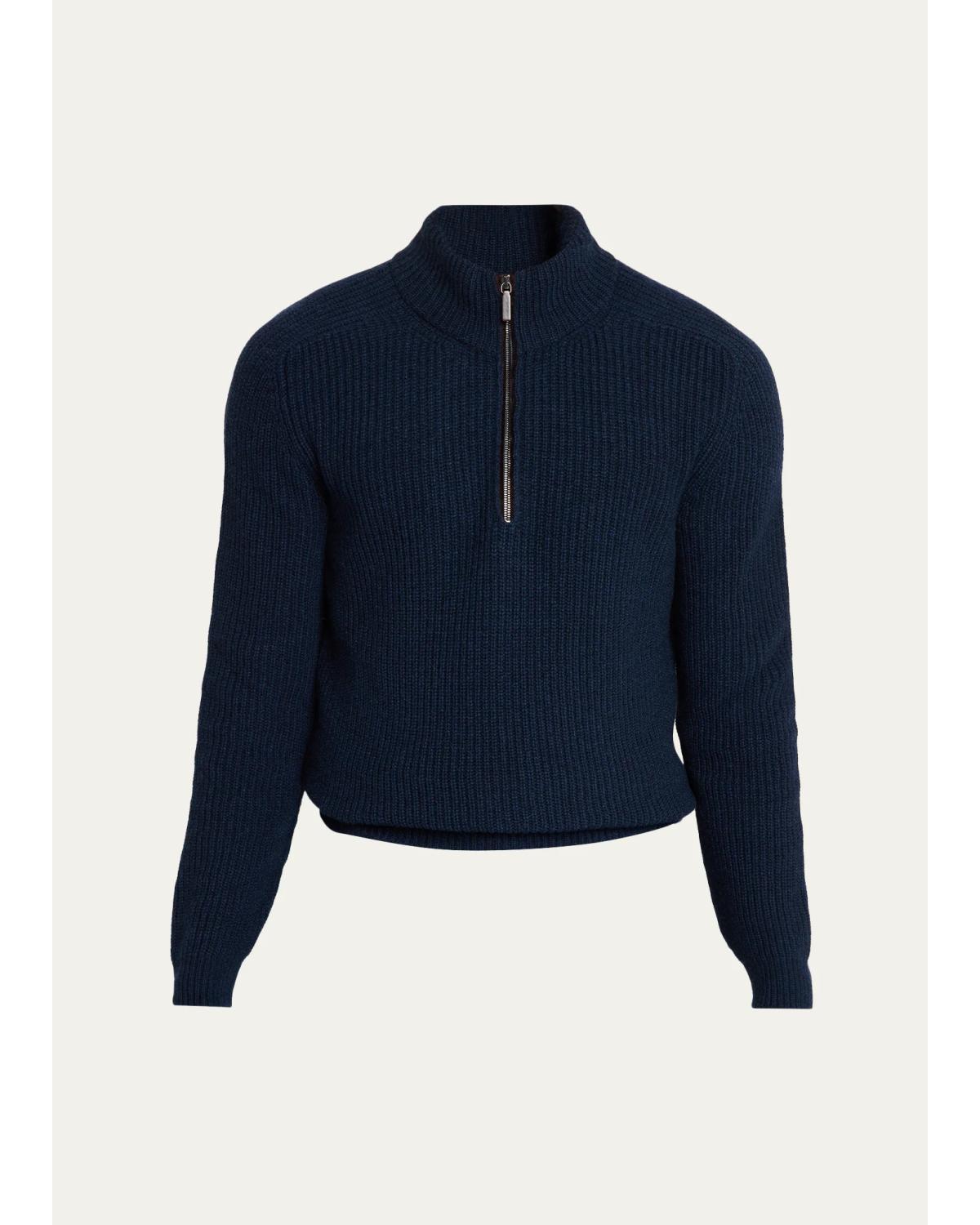 Men'S Cashmere Melange Half-Zip Sweater