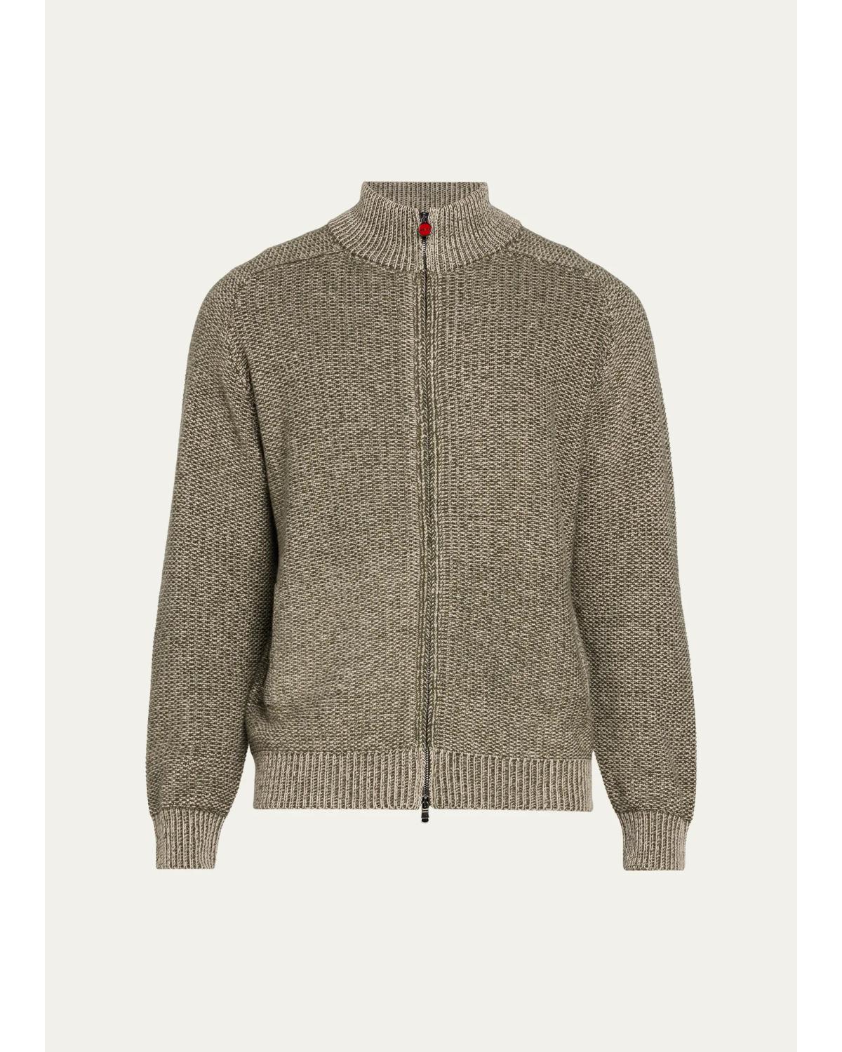 Men'S Wool & Cashmere Mouline Full-Zip Cardigan