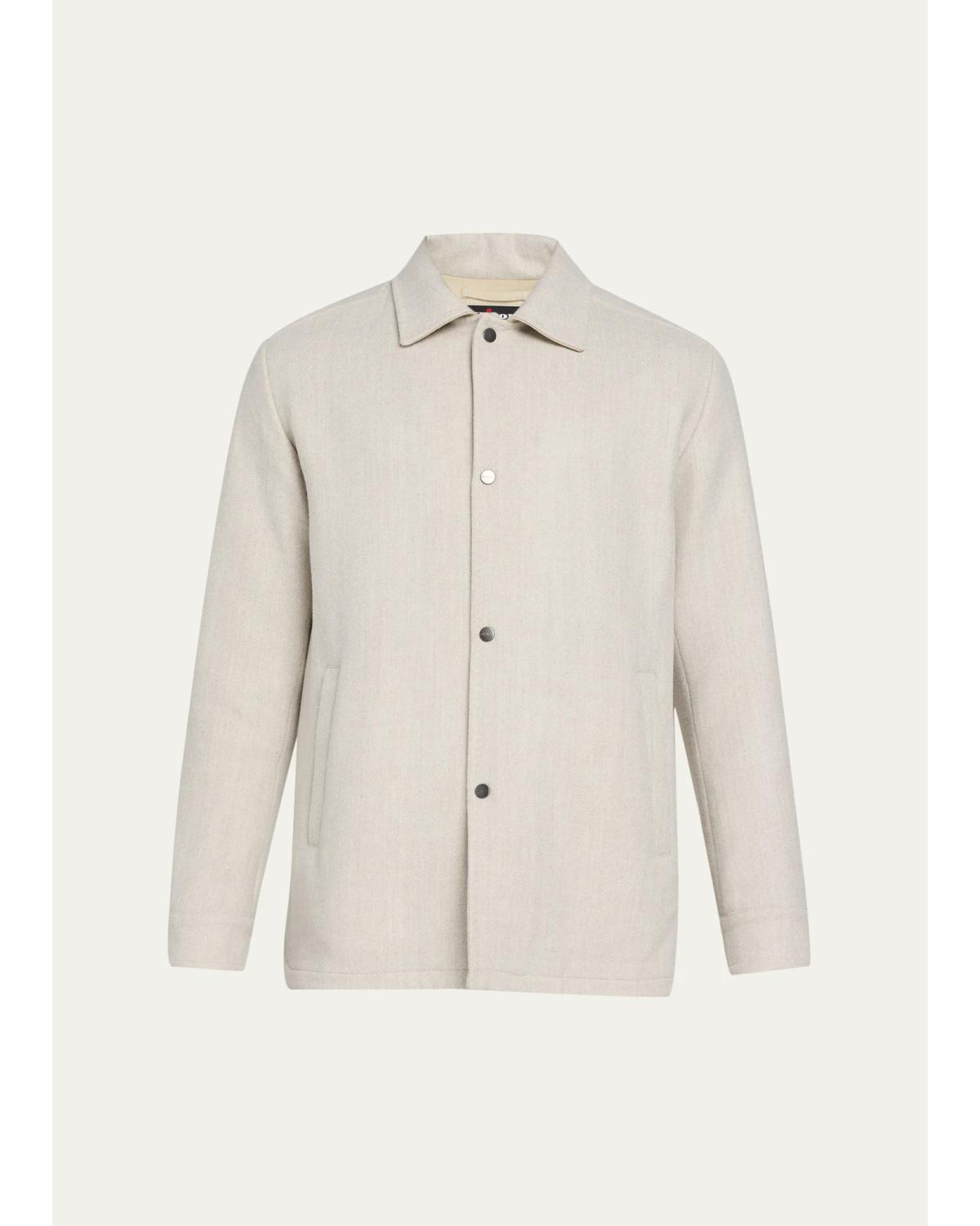Men'S Virgin Wool Snap-Front Shirt Jacket