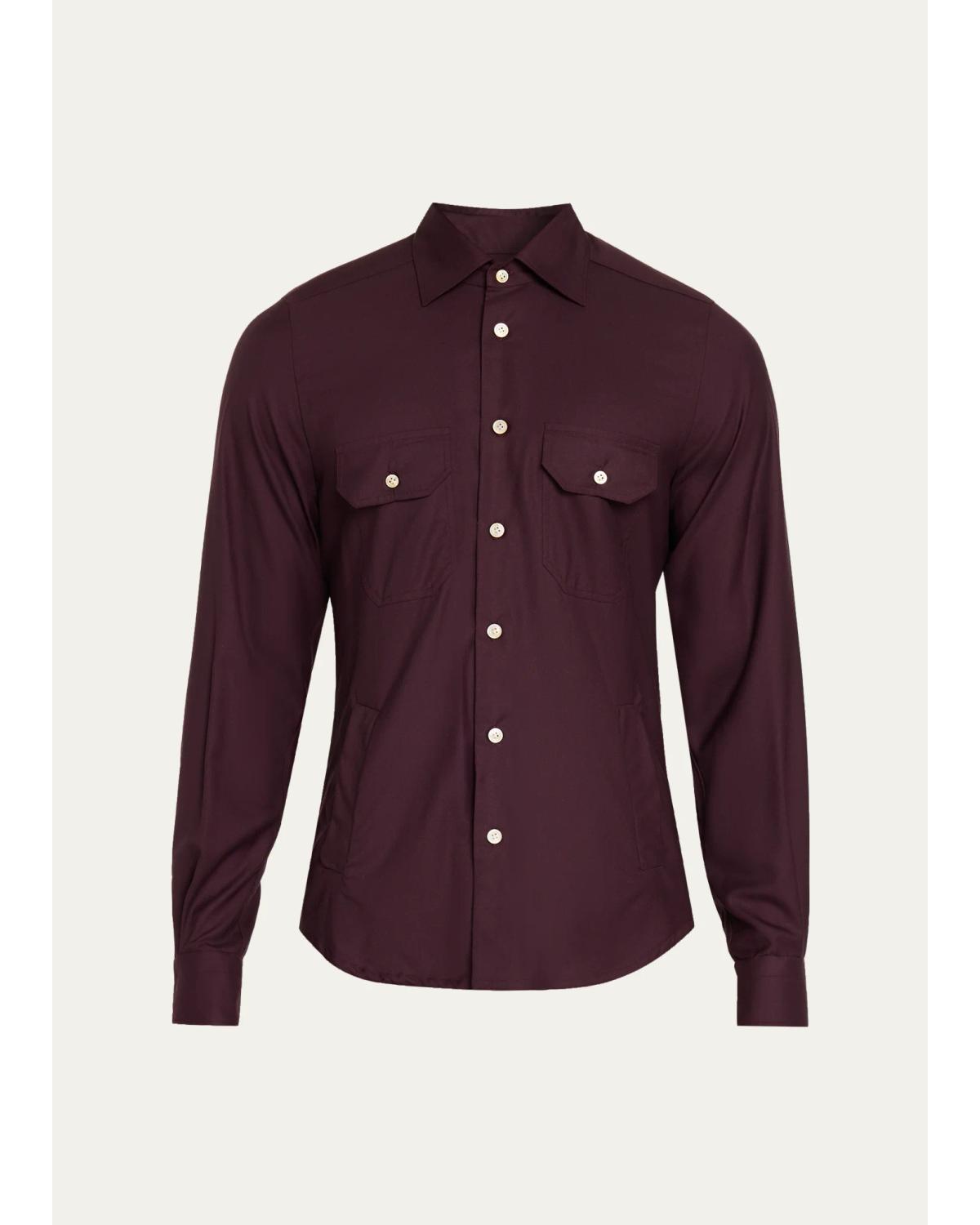 Men'S Cashmere Flannel Button-Front Shirt