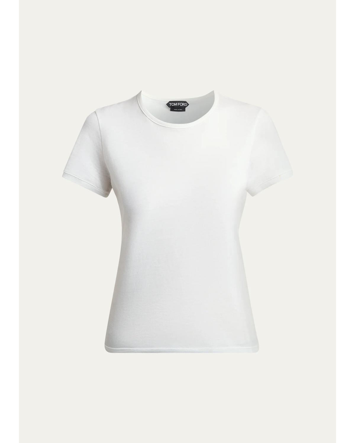 Tom Ford Cotton Jersey Fitted Short-sleeve T-shirt In White