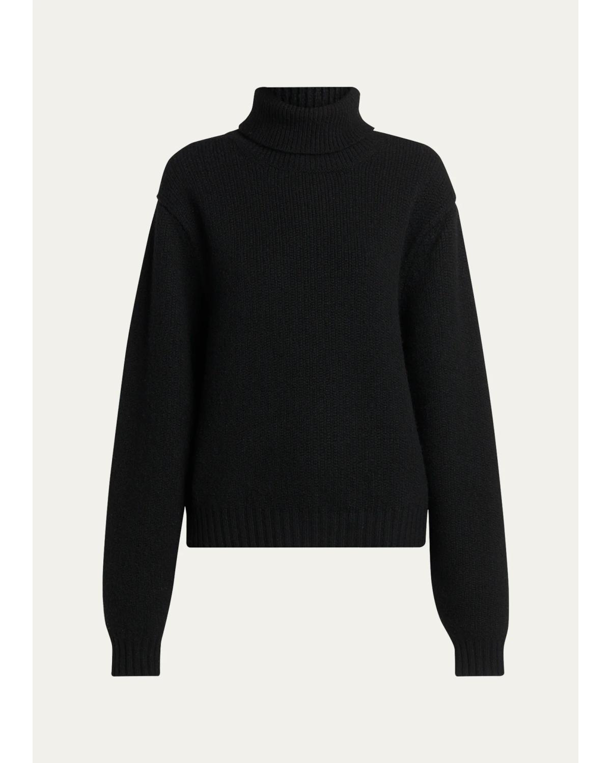 Tom Ford Wool-cashmere-mohair Chunky Knit Turtleneck Sweater In Black