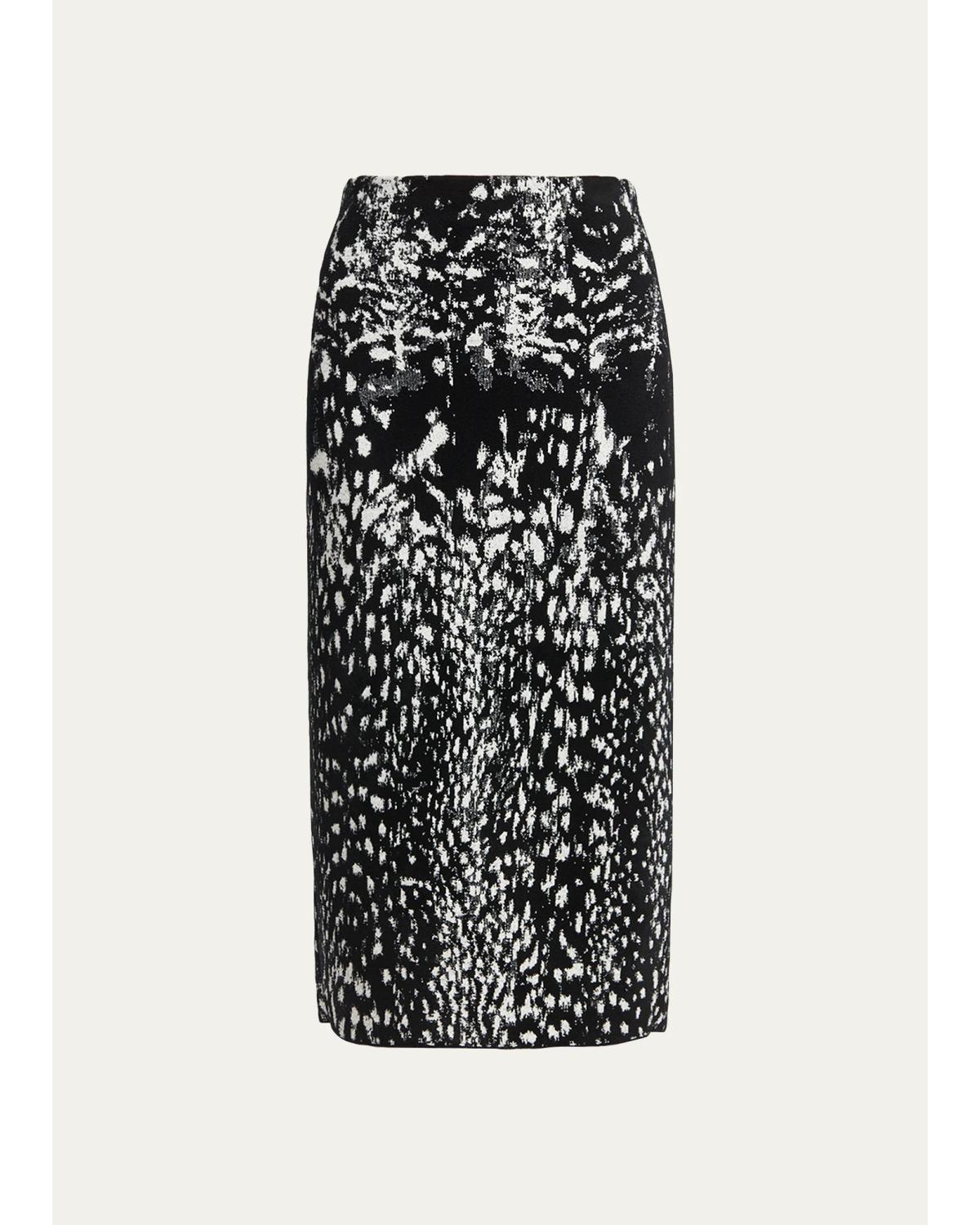 Lynx Jacquard Compact Velvet Knit Pencil Skirt