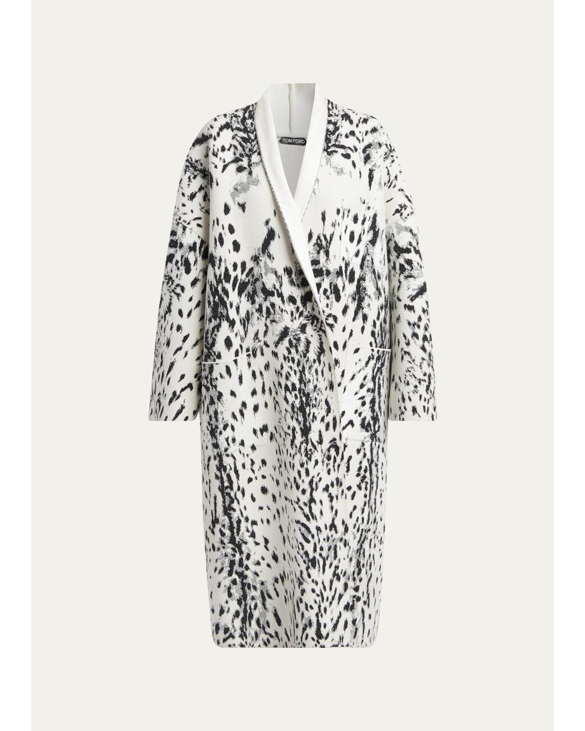 Lynx Jacquard Compact Velvet Viscose Oversized Sculptural Coat