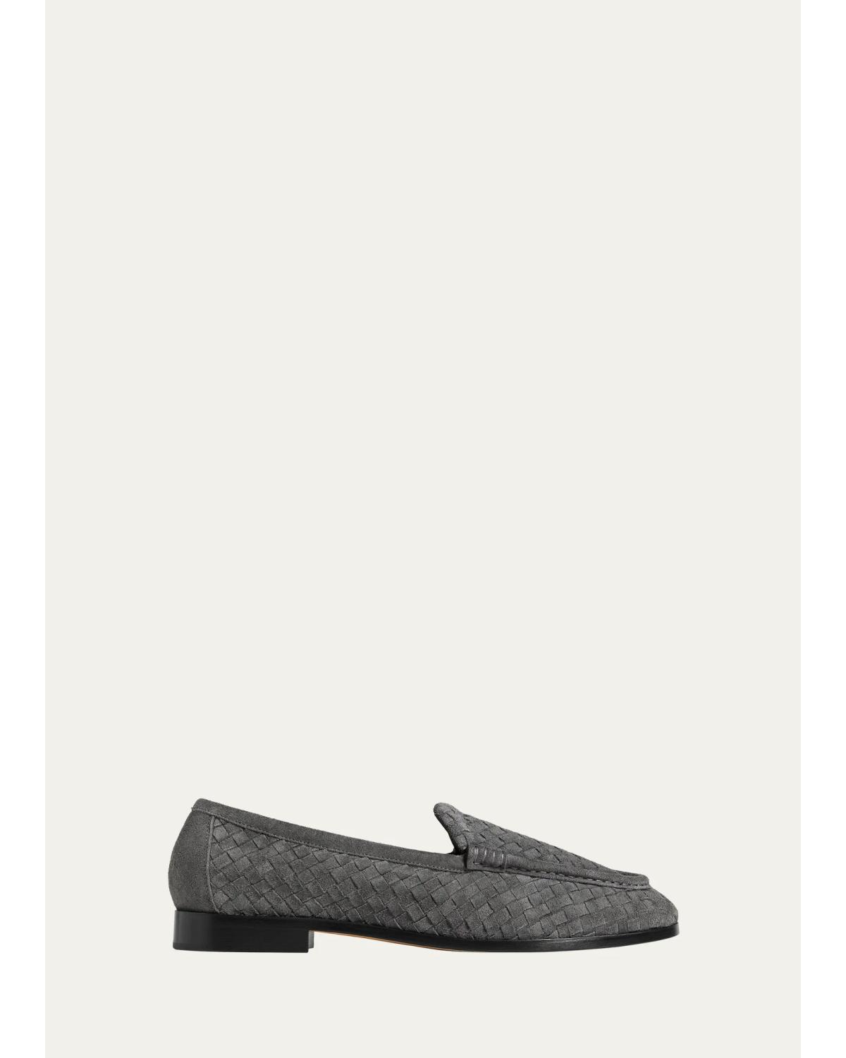 Men'S Silenzio Intrecciato Suede Moc-Toe Loafers