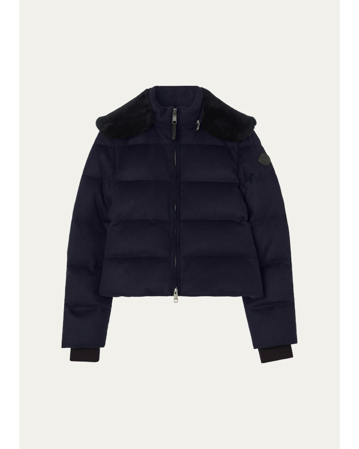 Latimer Lamb Shearling Collar & Cashmere Crop Puffer Jacket