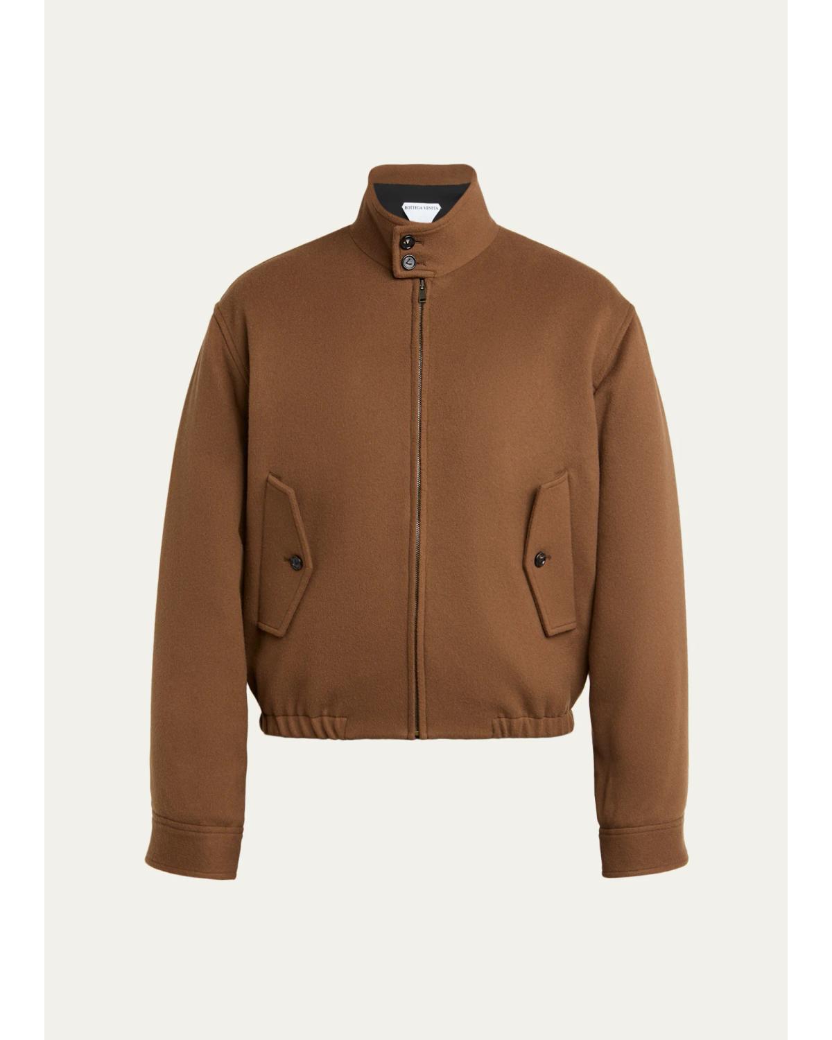 Men'S Intrecciato-Cuffs Brushed Wool-Cashmere Blouson Jacket