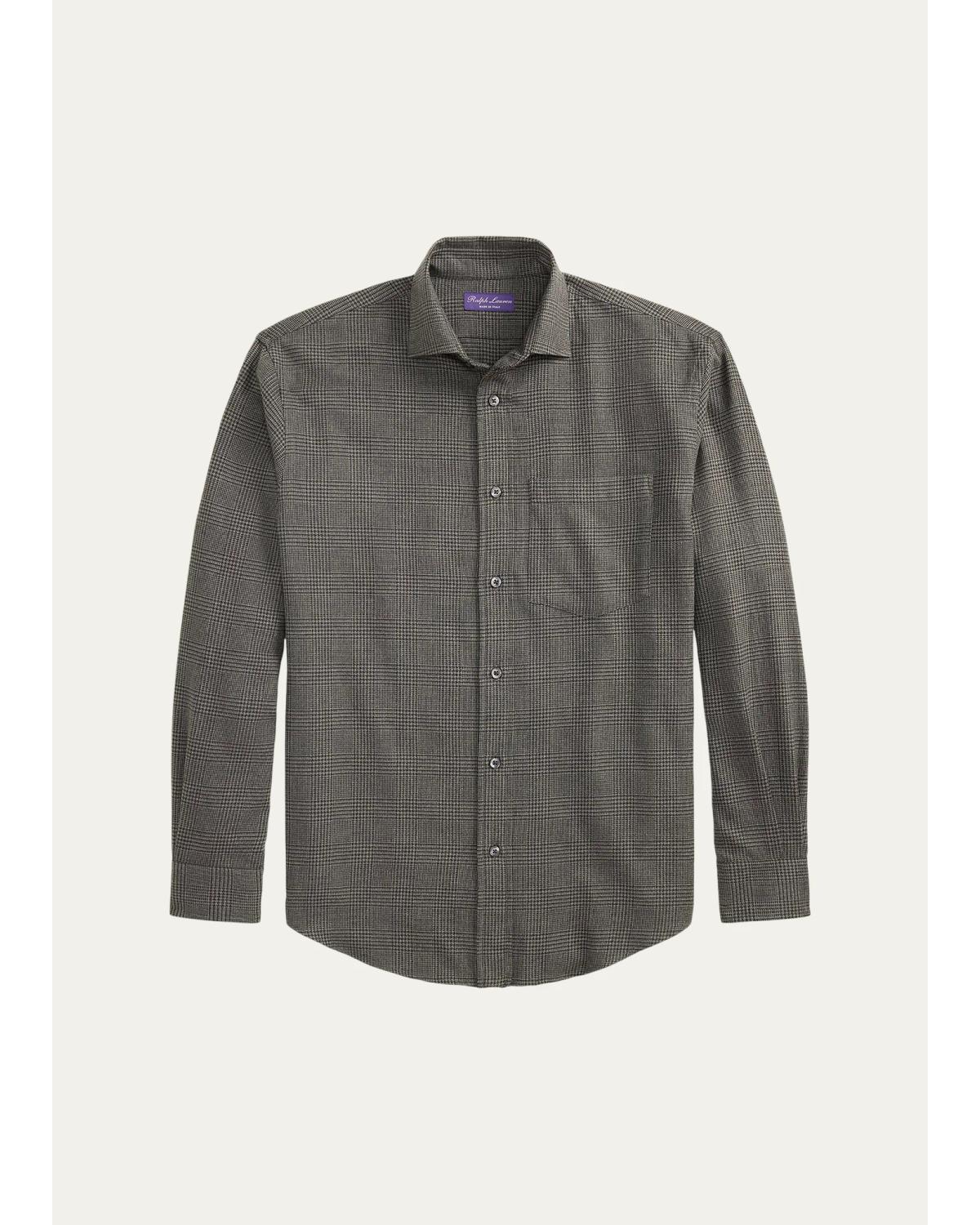 Men'S Glen Check Flannel Button-Down Shirt