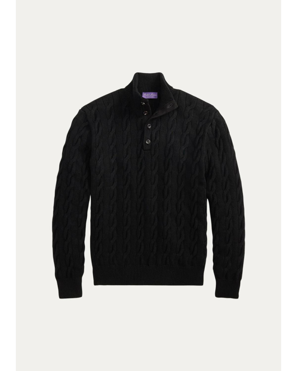 Men's Cable-Knit Cashmere Mock Neck Sweater