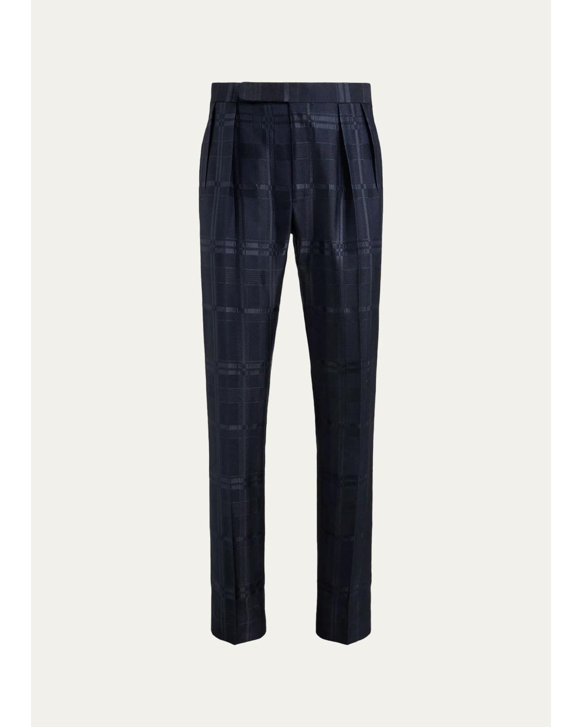 Men'S Gregory Hand-Tailored Plaid Suit Trousers