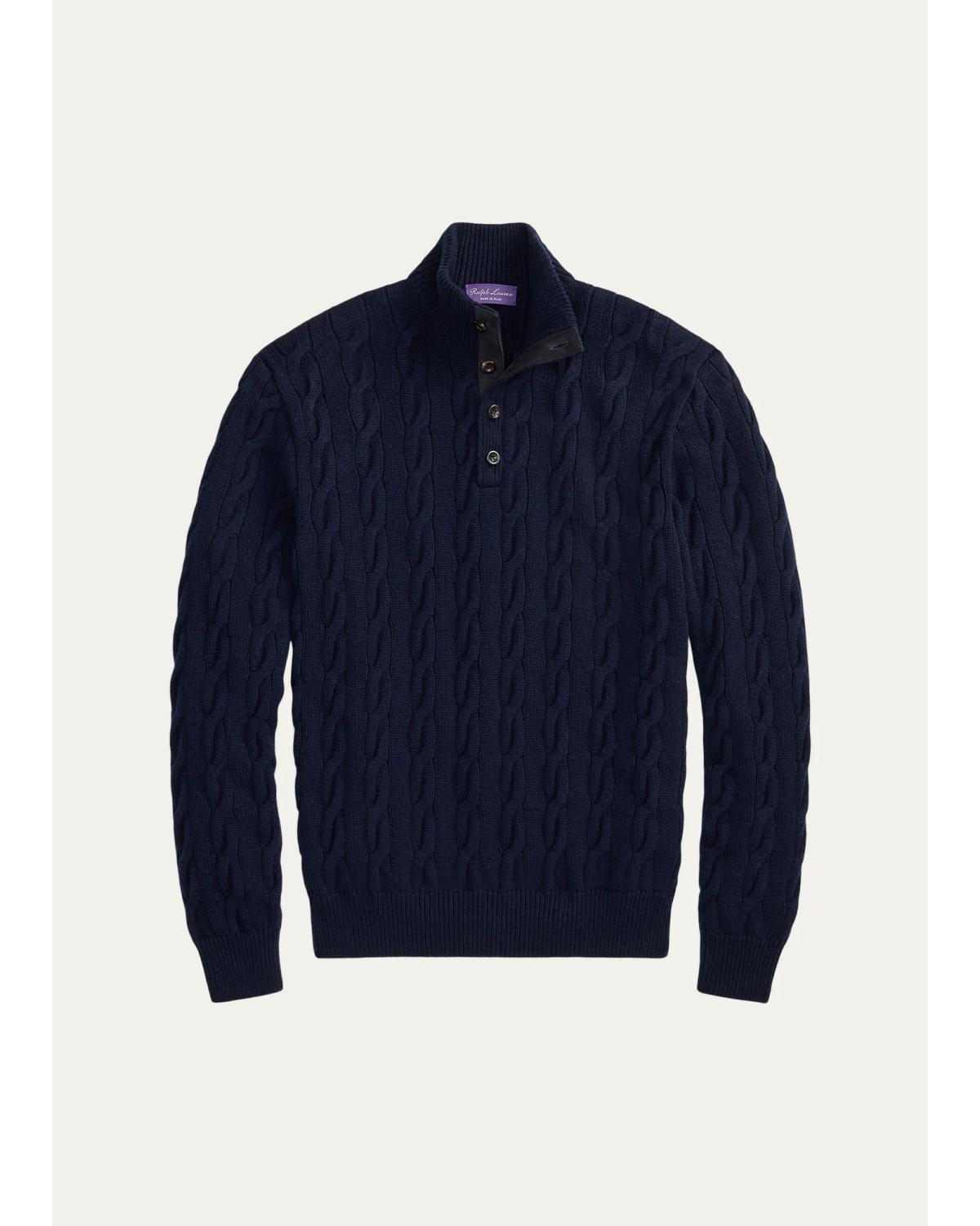 Men'S Cable-Knit Cashmere Mockneck Sweater