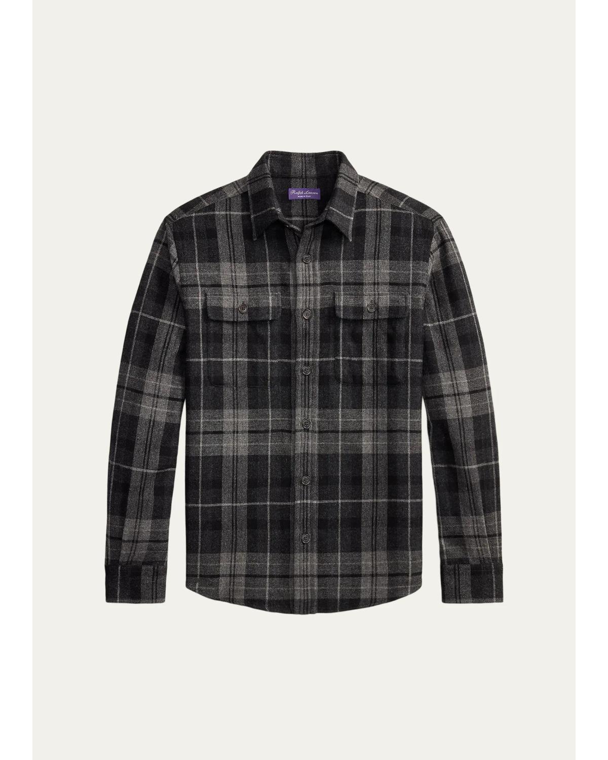 Men'S Plaid Wool-Cashmere Overshirt