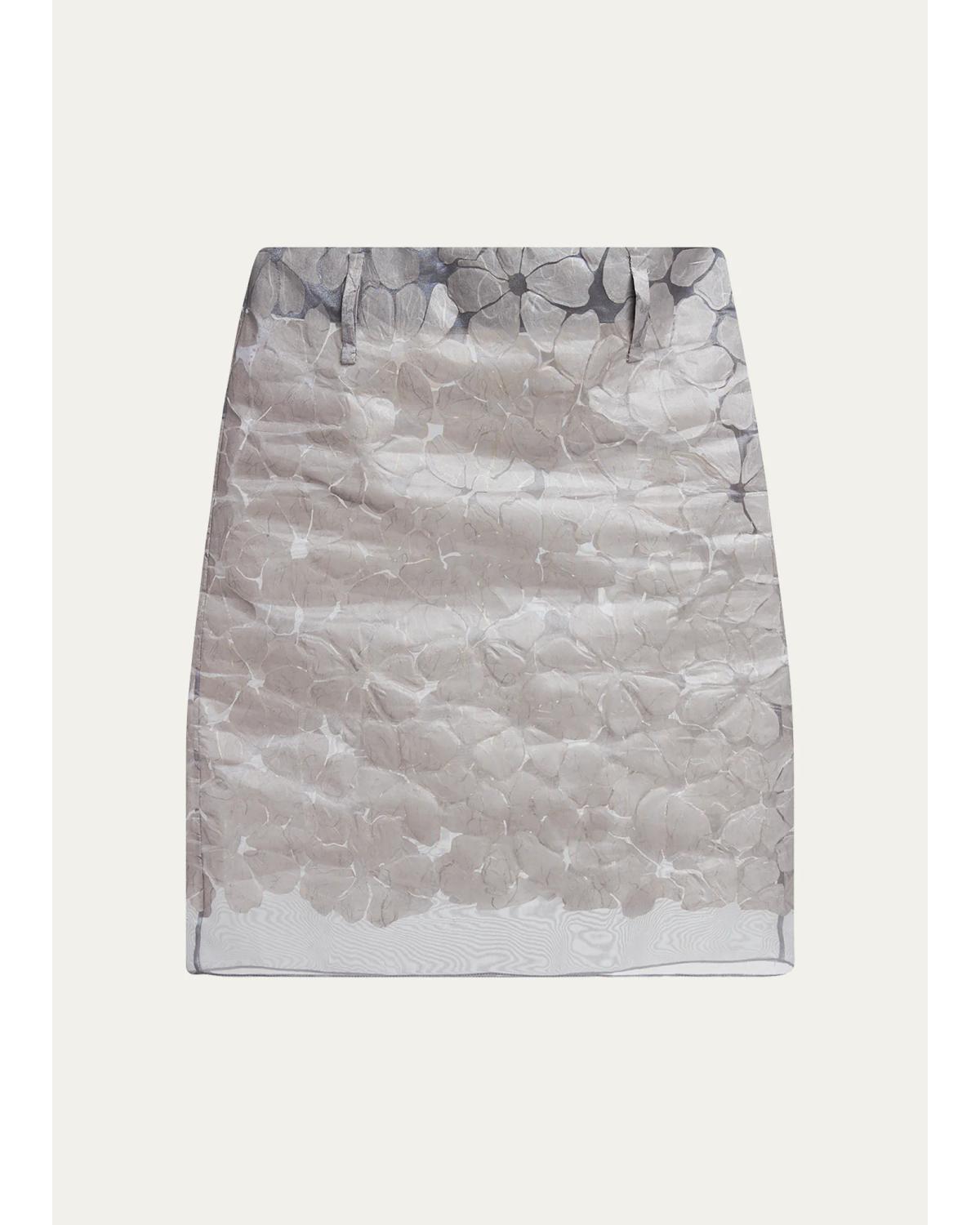 Floral Semi-Sheer Knee-Length Skirt