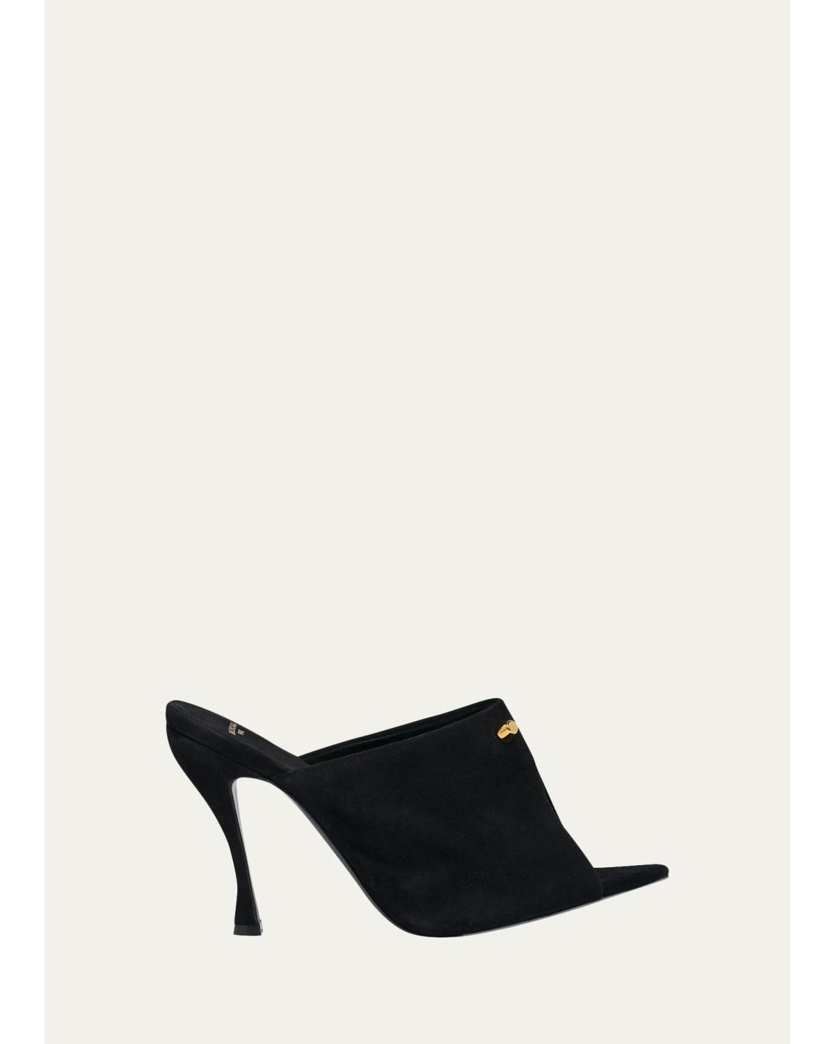 95Mm Suede Peep-Toe Mules