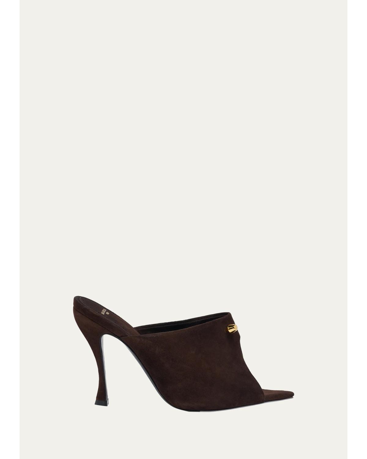 95Mm Suede Peep-Toe Mules