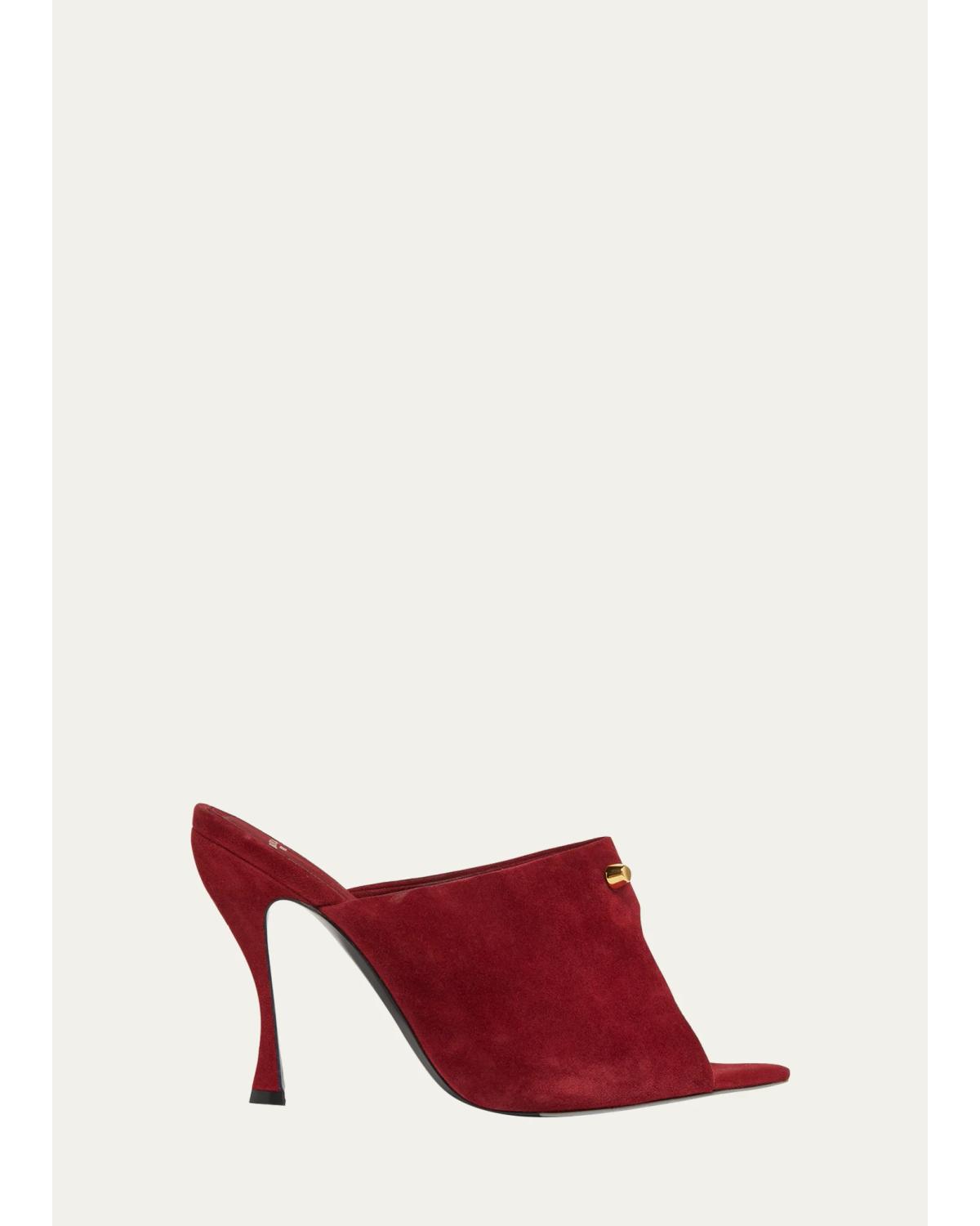 95Mm Suede Peep-Toe Mules