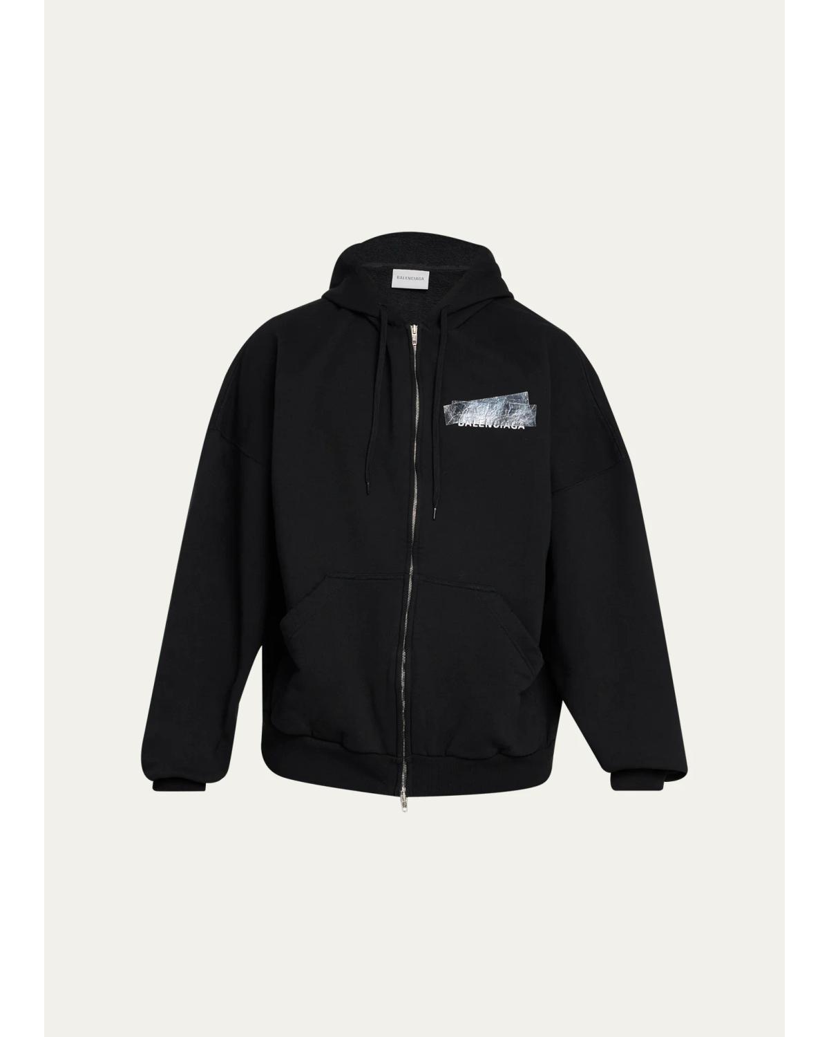 Men'S Tape Logo Full-Zip Hoodie